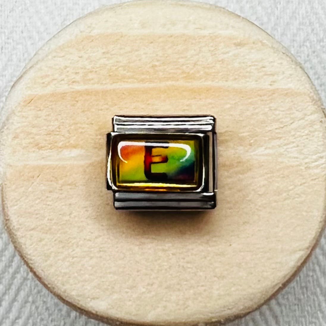 Rainbow Letter E Italian Charm Bracelet Link